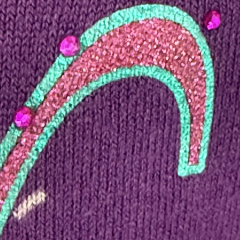 Ed Hardy Sweater Dress Beauty Graphic Print Rhinestone Purple Long Sleeves M EUC - Picture 12 of 16